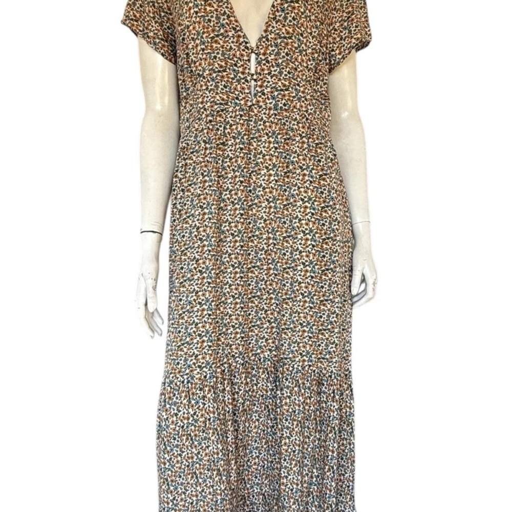 NATURAL LIFE Tan and Brown Ruffled Tiered Maxi Sundress